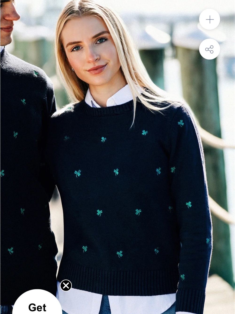 Kiel James Patrick Navy Sweater with Green Clover Embroidery - Picture 7 of 9